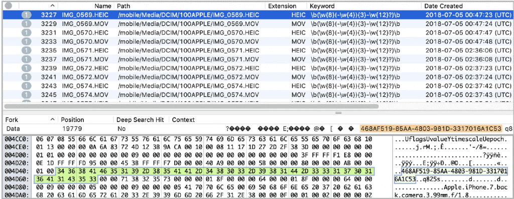 Cellebrite Inspector's forensic view of iPhone live IMG_0569.HEIC, illustrating digital evidence analysis.



