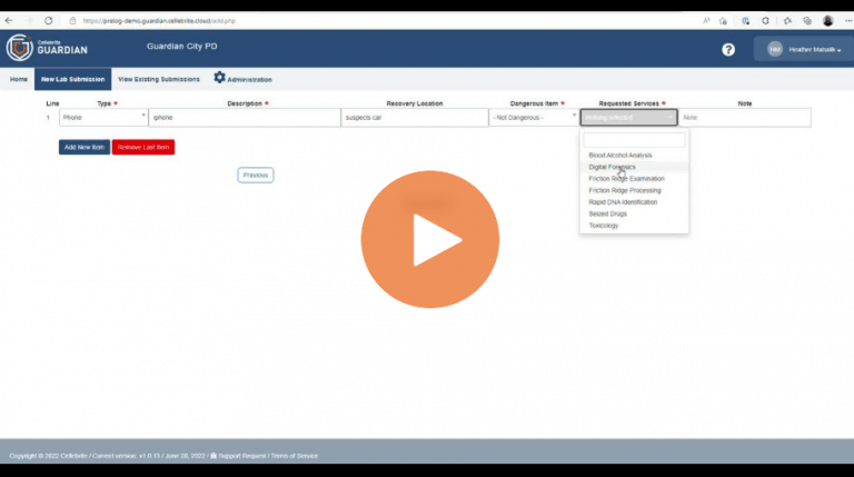 How to Create a New Lab Submission in Cellebrite Guardian – Part 2