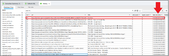 image shows file history in device